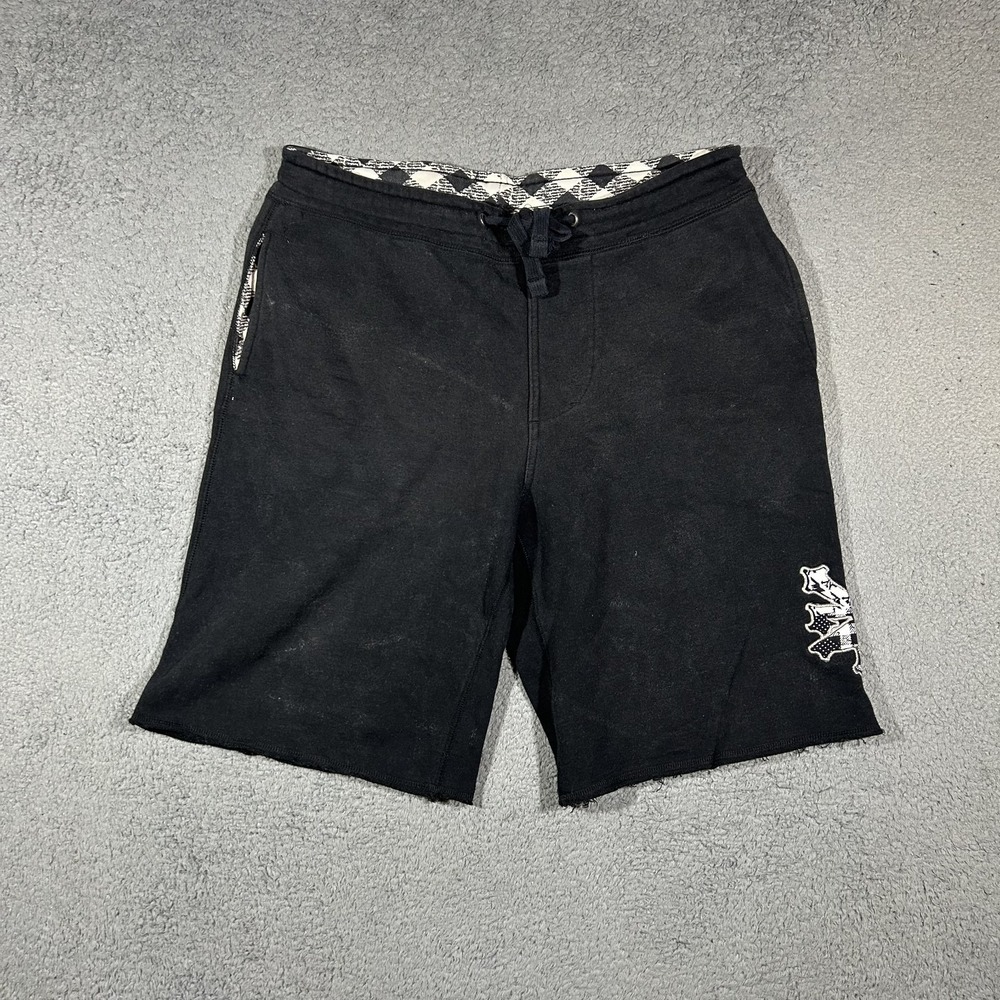 Y2k Zoo York Fleece Shorts Black Graphic Print Drawstring Men's Size Small #3369 - Picture 1 of 7